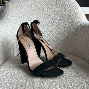 Steve Madden Ankle Strap Black Suede Heels